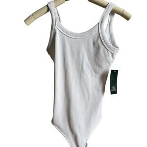 Wild Fable Women's White Narrow Ribbed Seamless Tank Bodysuit - Small - NWT